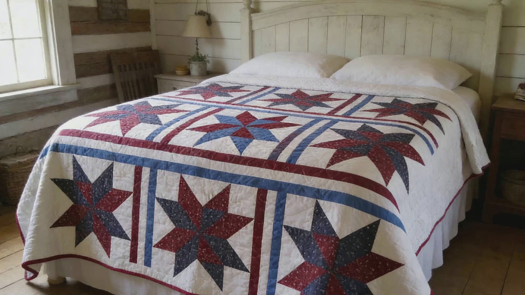 Personalized Star Quilt: Red, White & Blue Bedding  comforter bedspread gift idea