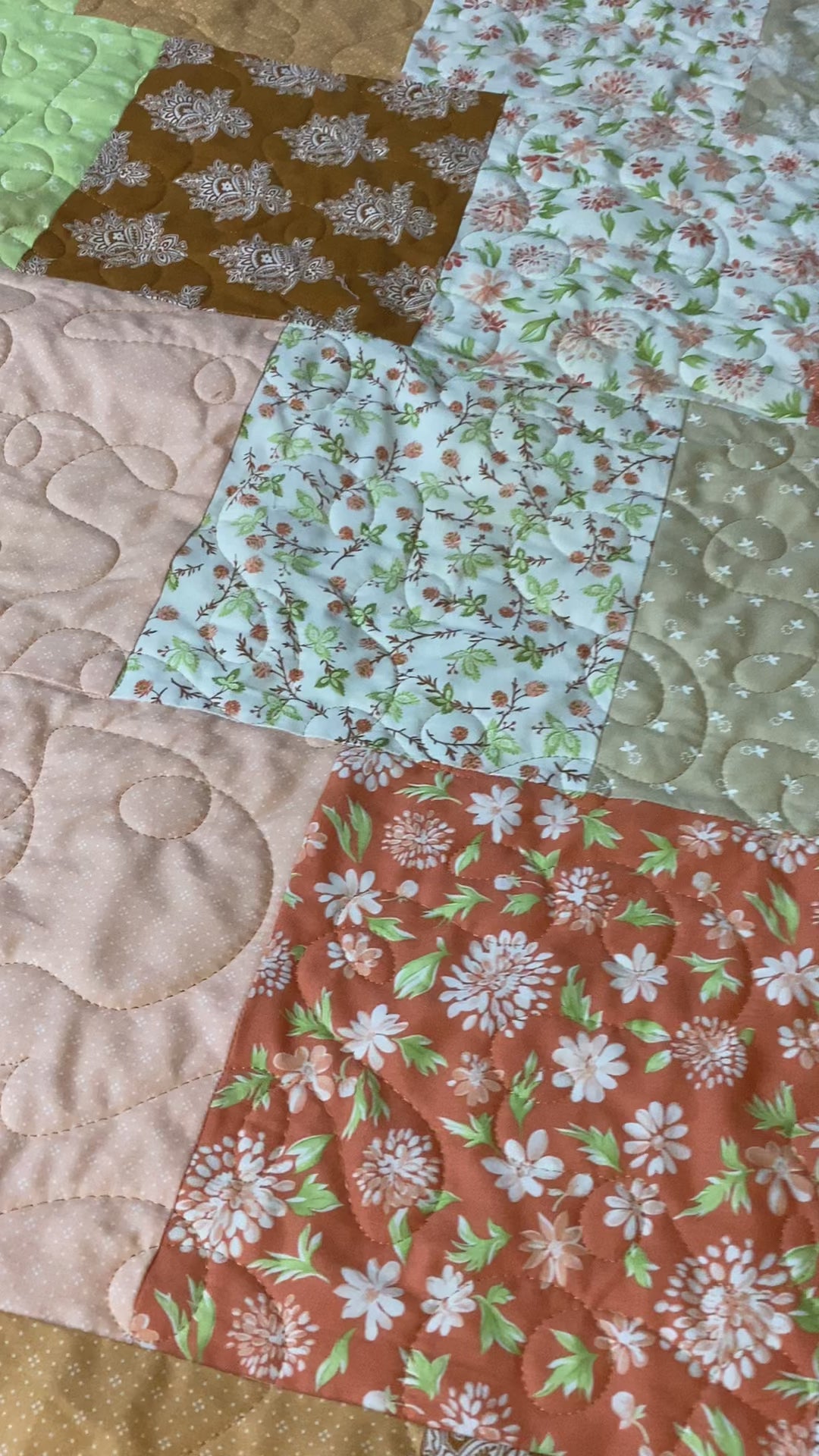 Handmade Brown Tones Full Size Quilt – One of a Kind Cozy Heirloom Blanket,  comforter bedspread duvet cover