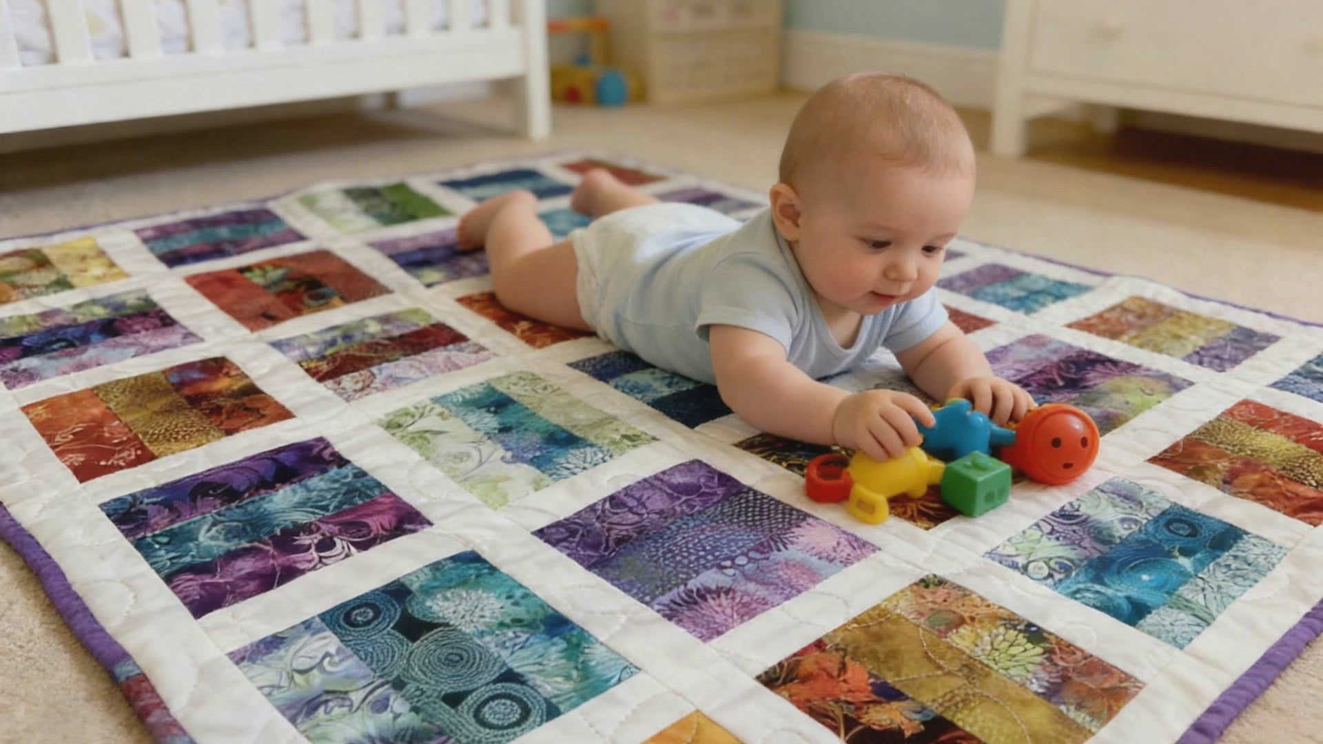 Handmade Rainbow Boho Quilt – Personalized Cotton Quilt Gift – Lap Quilt baby blanket baby shower gift new born nursery decor bedspread
