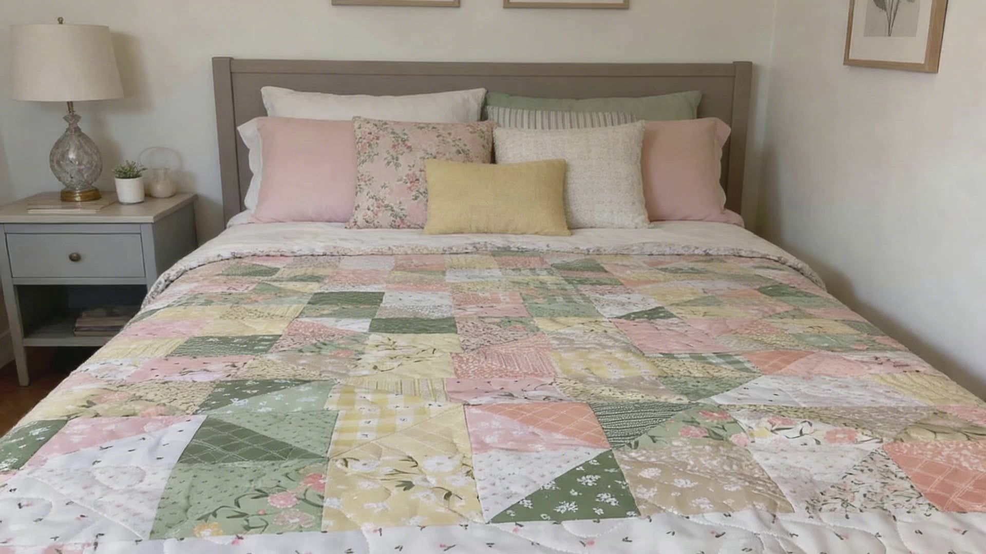 Handmade Floral Patchwork Quilt Throw  comforter bedspread duvet gift idea