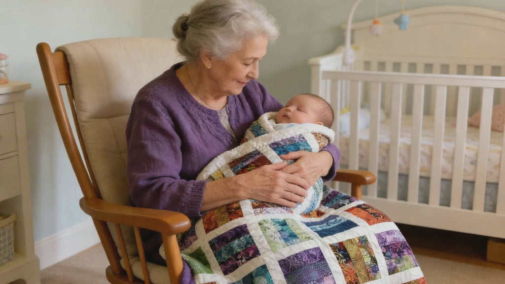 Handmade Rainbow Mosaic Baby Quilt – One of a Kind Colorful Patchwork Nursery Quilt, Baby Shower Gift