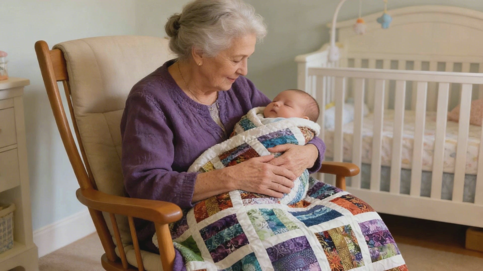 Handmade Rainbow Mosaic Baby Quilt – One of a Kind Colorful Patchwork Nursery Quilt, Baby Shower Gift