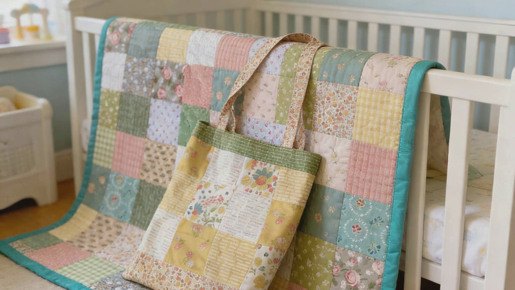 Handmade Soft Tone Baby Blanket Lap Quilt Lap Quilt baby blanket baby shower gift new born nursery decor bedspread