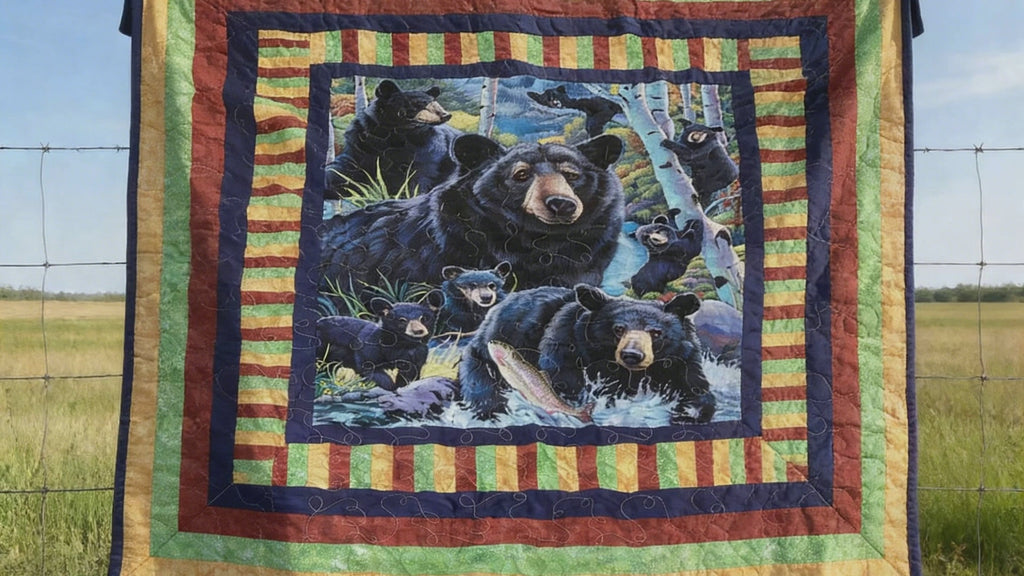 Enchanting Bear Hugs Quilt – Handmade Queen Size comforter bedspread duvet cover throw blanket
