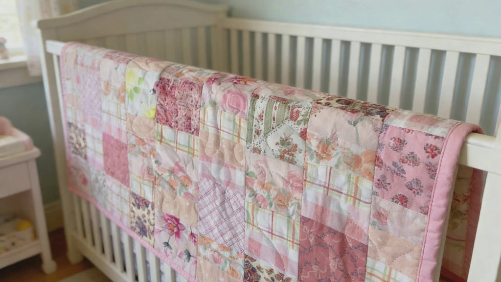 Handmade Shades of Pink Twin or Throw Quilt – One of a Kind Patchwork Blanket  comforter bedspread duvet cover