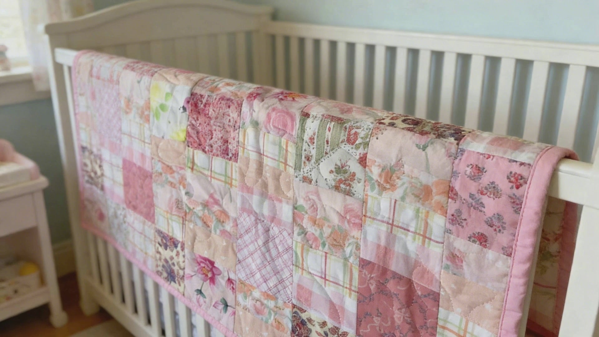 Handmade Shades of Pink Twin or Throw Quilt – One of a Kind Patchwork Blanket  comforter bedspread duvet cover